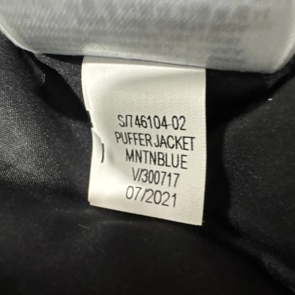 Banana Republic Blue Performance DOWN Puffer Coat L Backpack Strap